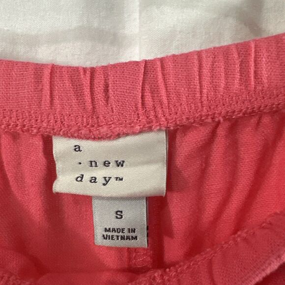 A New Day Coral Linen Wide Leg Pull On Drawstring Pants Womens Size S Beach - Picture 3 of 14